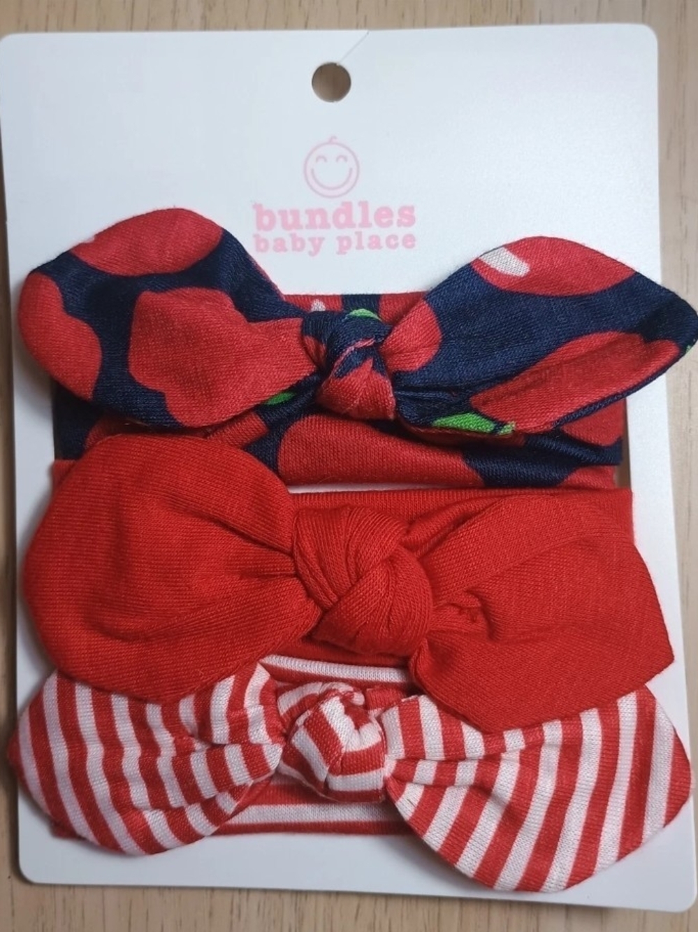 Carter's Red Knot Headband Trio with Navy Floral Accent